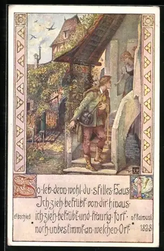 Künstler-AK Brüder Kohn (B.K.W.I) Nr.760-3: Gedicht Abschied von F. Raimund