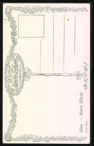 Künstler-AK Konopa: Wien I, Hoher Markt, Menschen beim Einkaufen