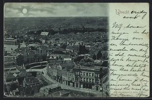 Mondschein-AK Utrecht, Teilansicht aus der Vogelschau