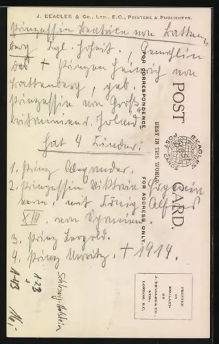 AK Prinzessin Christian von Schleswig-Holstein im kostbaren Kleid