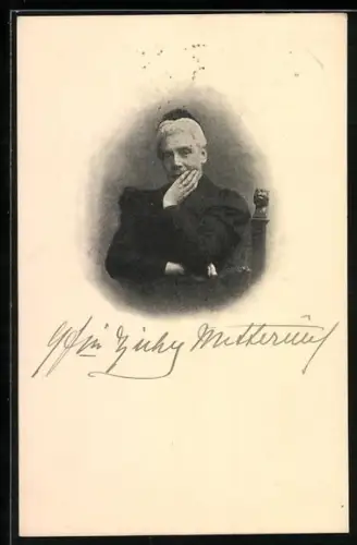 AK Gräfin Melanie Zichy-Metternich im Porträt, Autograph