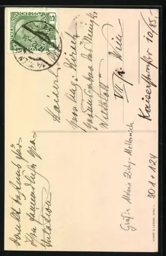 AK Gräfin Melanie Zichy-Metternich im Porträt, Autograph