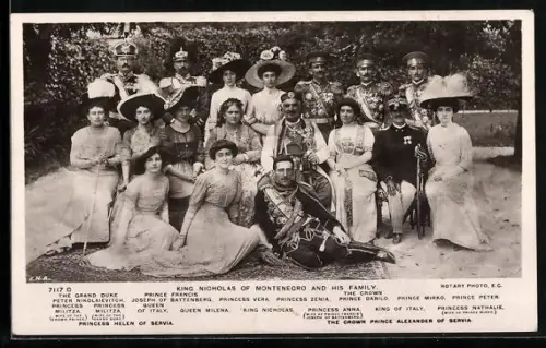 AK Grossfürst Peter Nikolajewitsch von Russland und König Nicolas von Montenegro, Gruppenbild