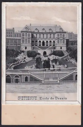 Stoff-Präge-AK St. Etienne, Ecole de Dessin