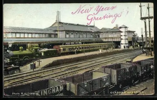 AK Clapham, Junction, View of the station with train, Bahnhof