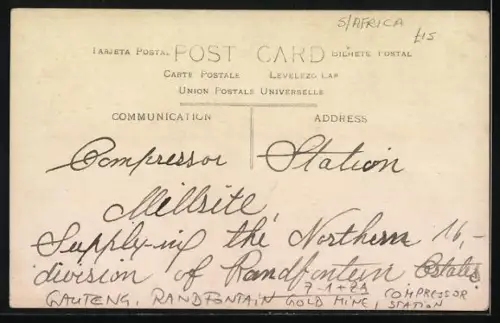 Foto-AK Gauteng, Randfontain Gold Mine, Compressor Station