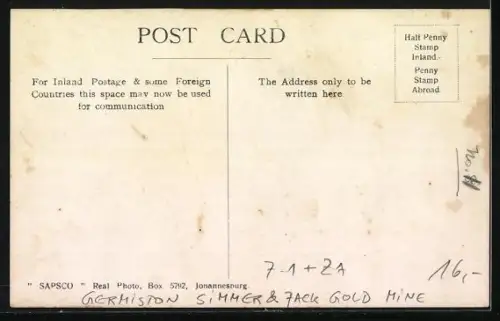 AK Johannesburg, Germiston Simmer & Jack Gold Mine, Mine Boardinghouse