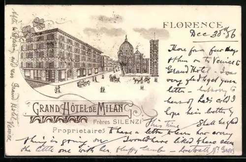 Lithographie Florence, Grand Hotel de Milan, Propr. Frères SIlenzi