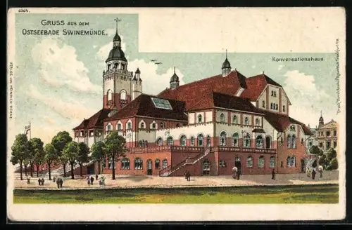 Lithographie Swinemünde, Ansicht vom Konversationshaus