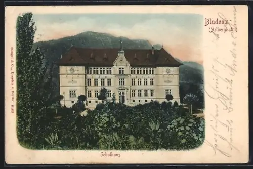 AK Bludenz /Arlbergbahn, Blick zum Schulhaus