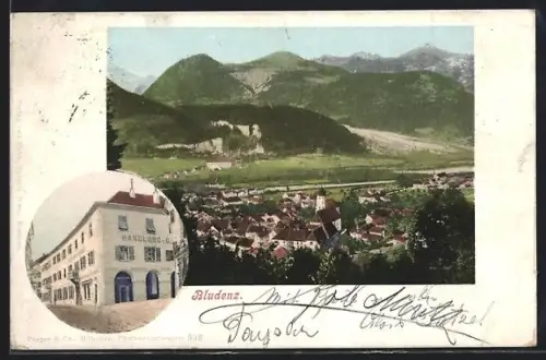 AK Bludenz, Handlung im Ort, Blick auf den Ort aus der Vogelschau