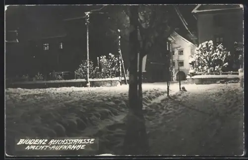 AK Bludenz, Reichsstrasse bei Nacht