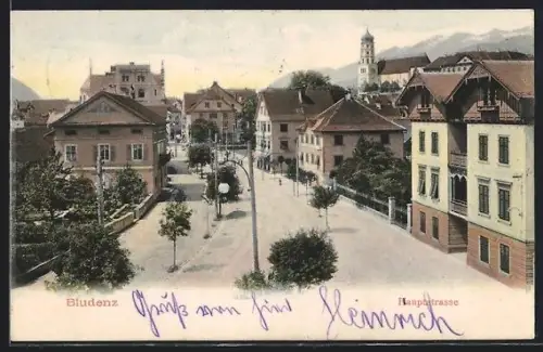 AK Bludenz, Hauptstrasse von oben gesehen