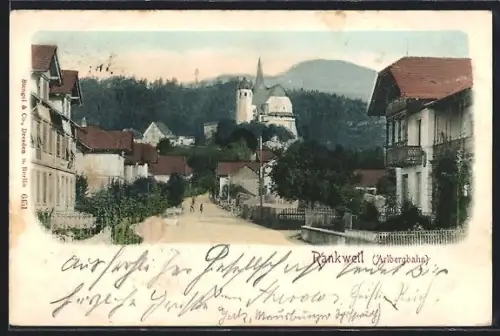 AK Rankweil, Strassenpartie mit Blick auf die Kirche
