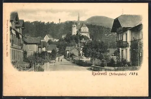 AK Rankweil, Strassenpartie mit Blick auf die Kirche