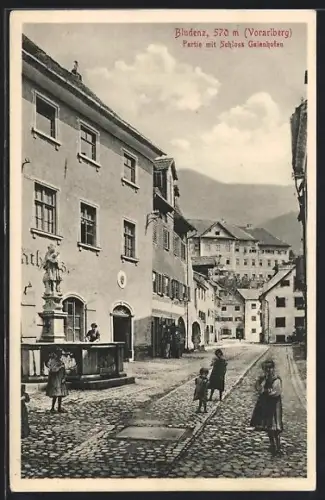 AK Bludenz /Vorarlberg, Ortspartie mit Schloss Gaienhofen