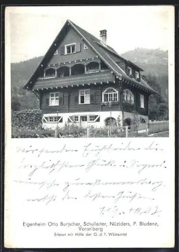 AK Bludenz /Vorarlberg, Eigenheim Otto Burschner, Schulleiter, Nüziders