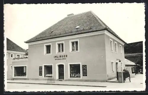 Foto-AK Geboltskirchen, Strassenpartie mit Spenglerei Imlinger