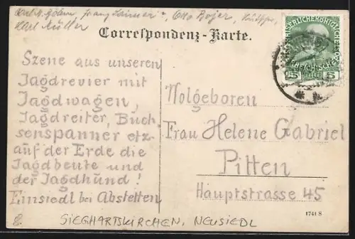 AK Sieghartskirchen, Neusiedl, Jagdwagen und Jagdreiter