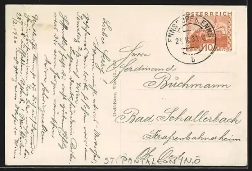 AK St. Pantaleon /N. Ö., Strassenpartie mit anliegenden Häusern