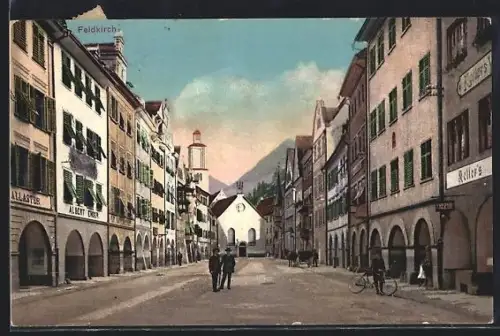 AK Feldkirch, Strassenpartie mit Geschäft von Albert Ender