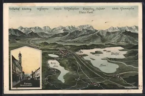 Künstler-AK Eugen Felle: Murnau, Mit Weicks, Herkendorf und Uffing