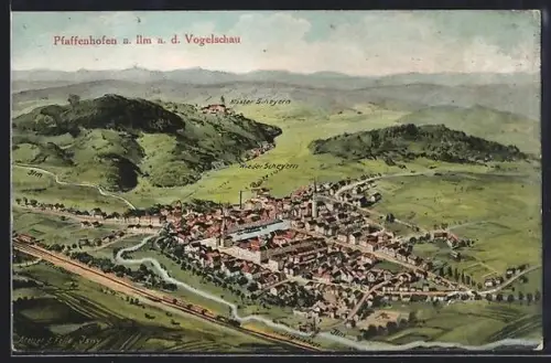 Künstler-AK Eugen Felle: Pfaffenhofen a. Ilm, Mit Kloster Scheyern, Nieder Scheyern und Ingolstadt