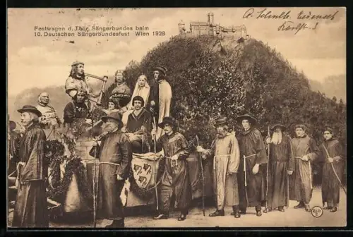 AK Wien, Festwagen des Thüringischen Sängerbundes beim 10. Deutschen Sängerbundesfest 1928
