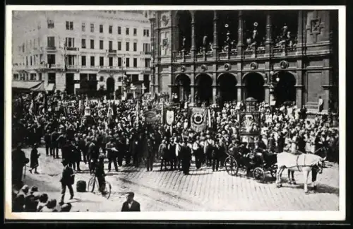 AK Wien, 10. Deutsches Sängerbundesfest 1928, Festzug mit Teilnehmern