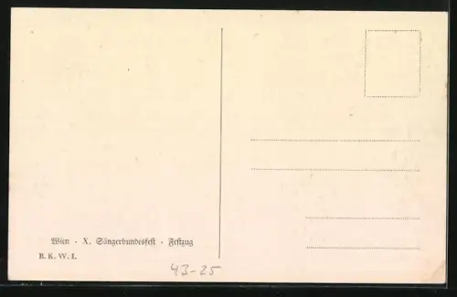 AK Wien, 10. Deutsches Sängerbundesfest 1928, Festzug mit Teilnehmern