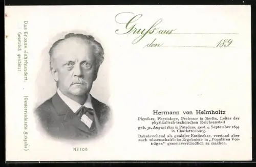 AK Physiker, Physiologe und Professor Hermann von Helmholtz