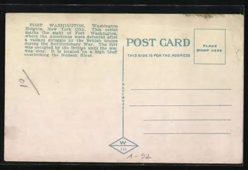 AK New York, Fort Washington at Washington Heights