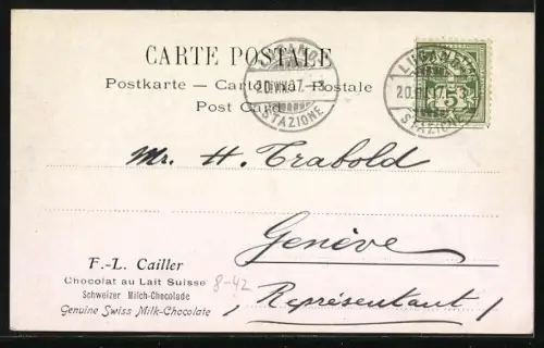 AK Refuge Vallot, Reklame Chocolat Cailler, F.-L. Cailler Chocolat