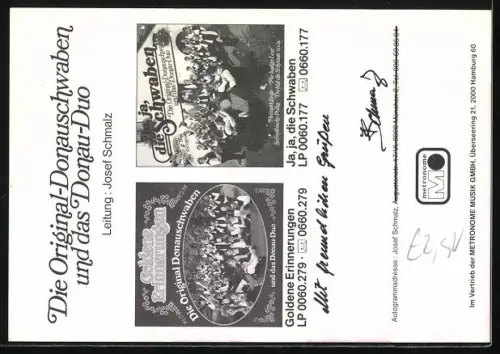 AK Musiker der Original-Donauschwaben und des Donau-Duos mit Instrumenten