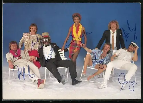 AK Musiker der Saragossa Band in verschiedenen Kostümen