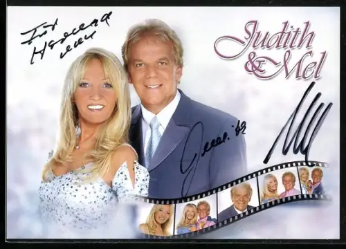 AK Musiker Judith & Mel lächeln in die Kamera, Autogramme