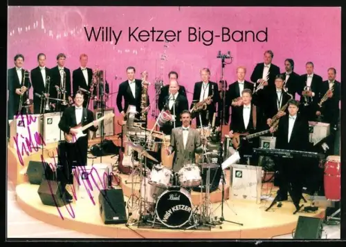 AK Musiker der Willy Ketzer Big-Band mit Instrumenten, Autogramme