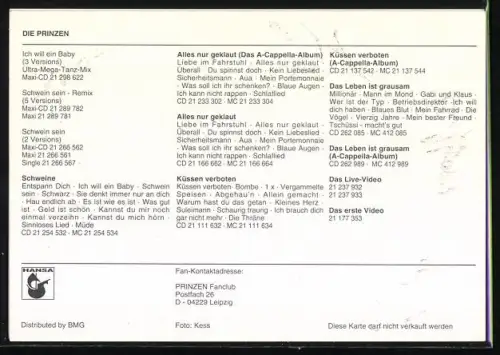 AK Musiker der Band Die Prinzen lächeln in die Kamera, Autogramme