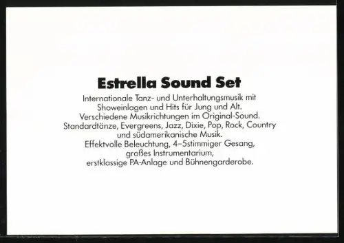 AK Musiker der Band Estrella Sound Set in eleganter Kleidung