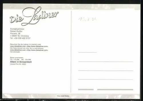 AK Musiker des Duos Die Ladiner in Trachtenkleidung