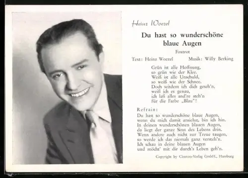 AK Musiker Heinz Woezel mit lächelndem Gesicht