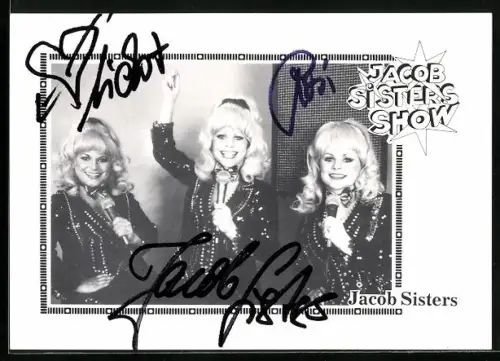 AK Musikerinnen der Band Jacob Sisters mit Mikrofonen, Autogramme