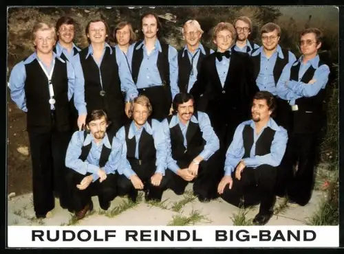 AK Musiker der Rudolf Reindl Big-Band in blauen Hemden