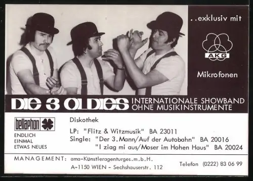 AK Musiker der Band Die drei Oldies mit einem Ventilator