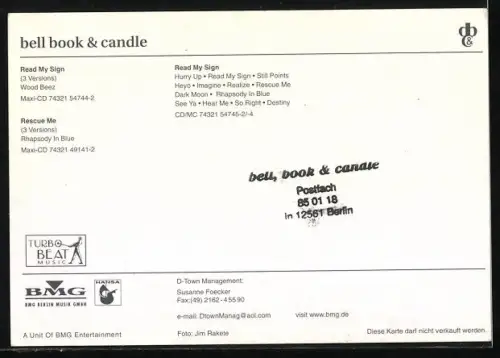 AK Musiker der Band Bell Book & Candle in Lederjacken, Autogramme