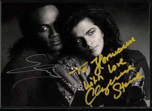 AK Musikerpaar Stone & Stone schaut seitlich, Autogramme