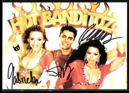 AK Musiker der Band Hot Banditoz in Bühnenoutfits, Autogramme