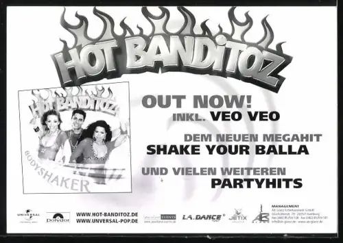 AK Musiker der Band Hot Banditoz in Bühnenoutfits, Autogramme