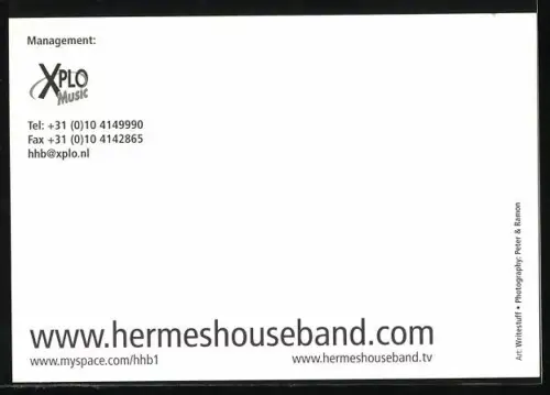 AK Musiker der Hermes House Band blicken in die Kamera, Autogramme