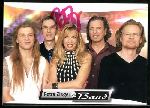 AK Musikerin Petra Zieger mit ihrer Band, Autogramm